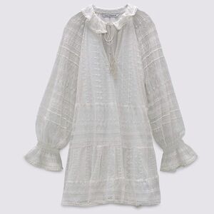Zara White Embroidered Boho Mini Dress